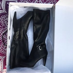 Nine West Black Heeled Leather Boots